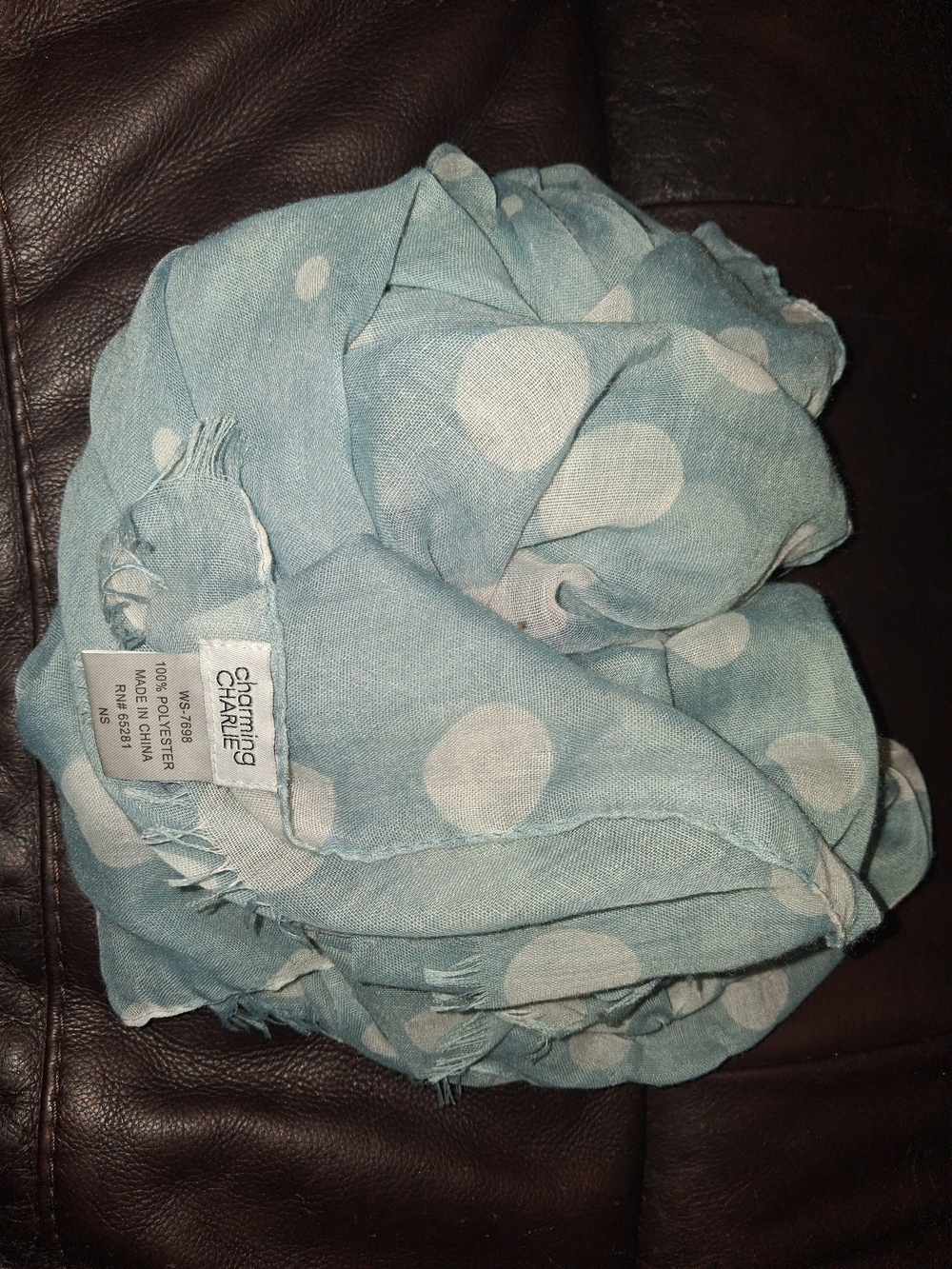 Charming Charlie Aqua Polka Dot Scarf